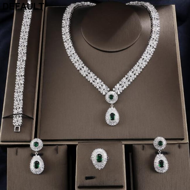 Dubai Luxury Jewelry Set Necklace Earring Bracelet Sterling Silver Sets Necklaces