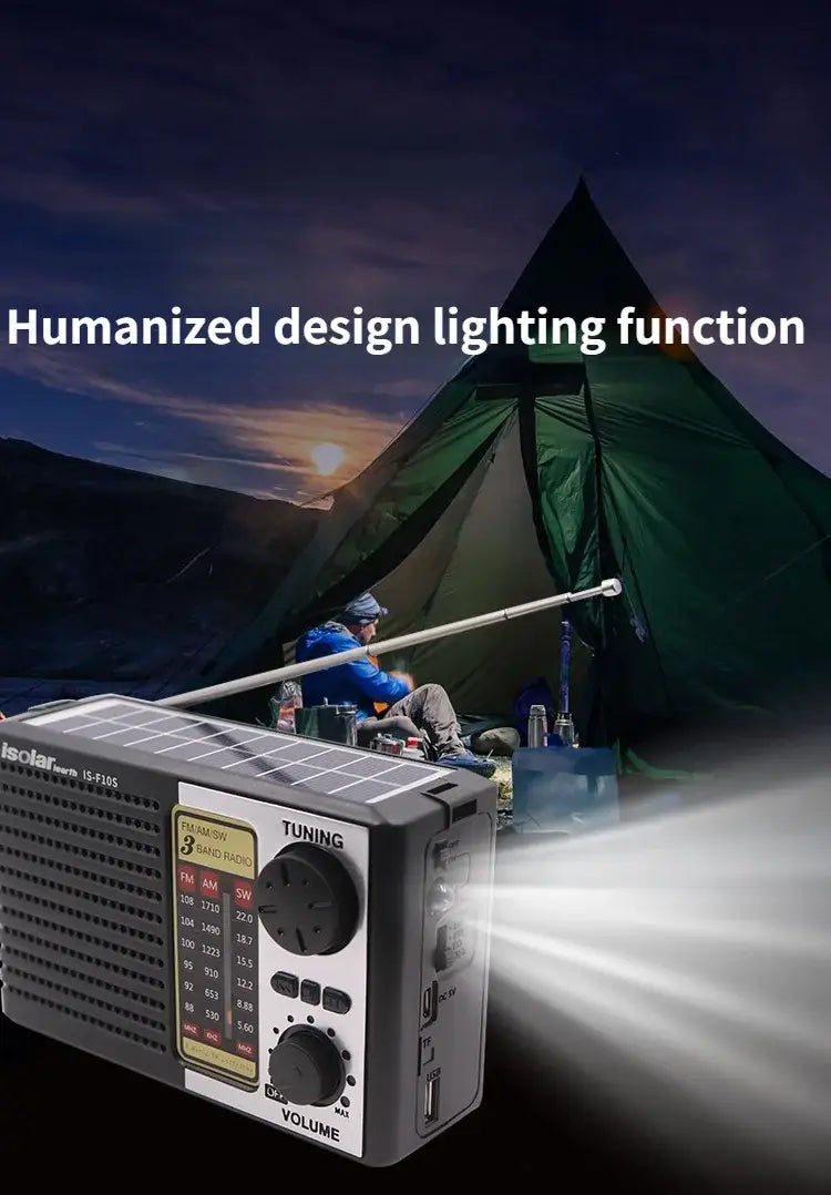 Full Band Bluetooth Card MP3 Player Solar Emergency Charging