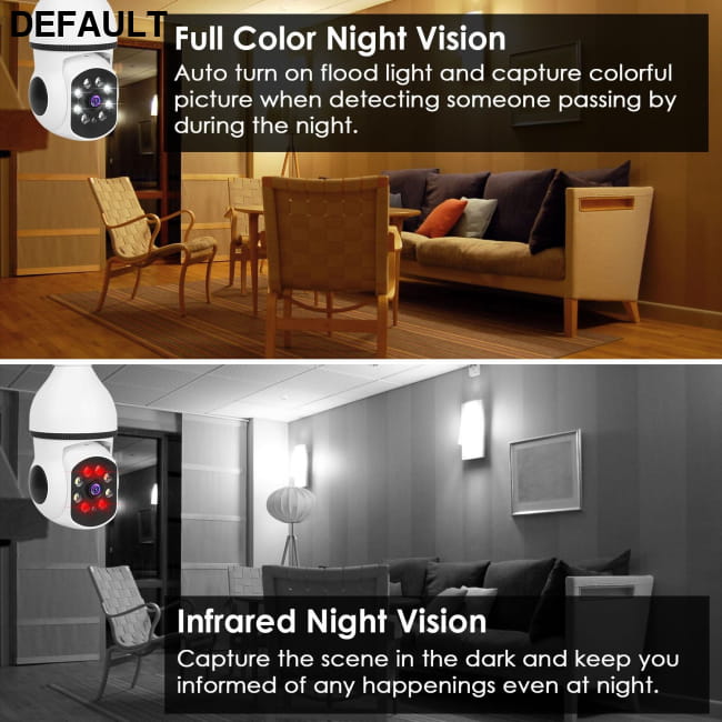 E27 WiFi Bulb Camera 1080P FHD IP Pan Tilt Security Home Surveillance Cameras