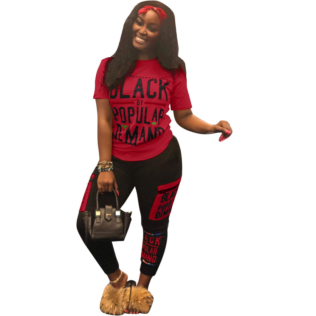 Women’s Fashion Casual Letter Printed Pants Suit