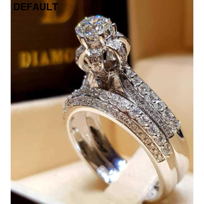 Elegant Wedding Ring Set For Woman Cubic Zirconia vintage 12 / 1122-351 Sterling Silver Rings