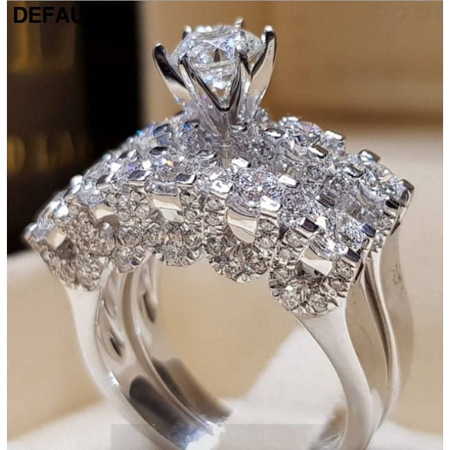 Elegant Wedding Ring Set For Woman Cubic Zirconia vintage 12 / 1122-354 Sterling Silver Rings