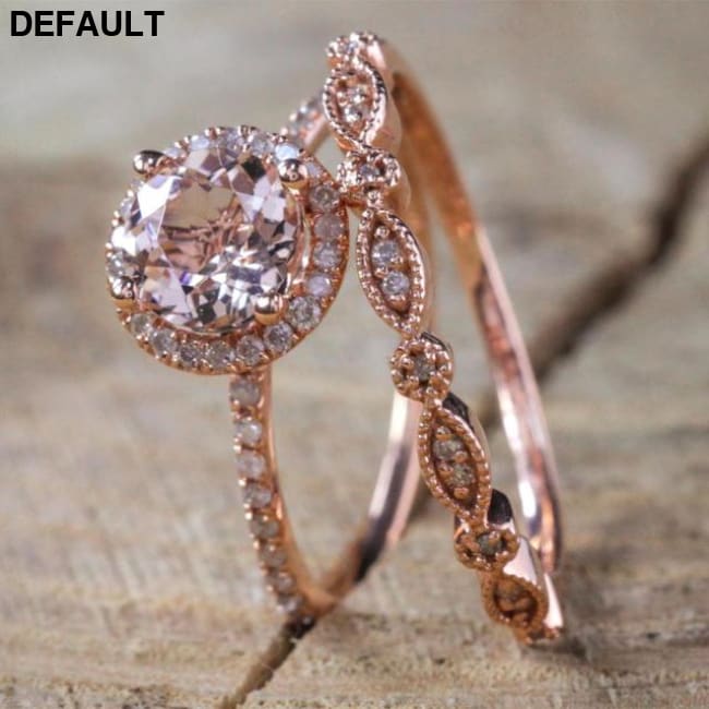 Elegant Wedding Ring Set For Woman Cubic Zirconia vintage Bridal Engagement rose goldFinger accessories Jewelry anillos