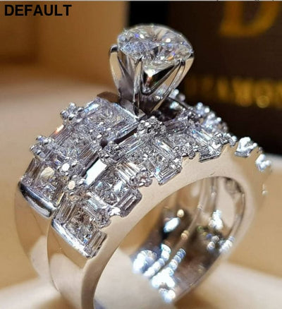Elegant Wedding Ring Set For Woman Cubic Zirconia vintage Bridal Engagement rose goldFinger accessories Jewelry anillos