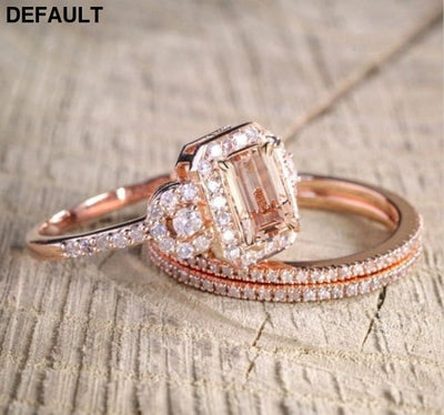 Elegant Wedding Ring Set For Woman Cubic Zirconia vintage Bridal Engagement rose goldFinger accessories Jewelry anillos
