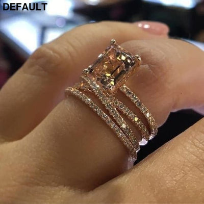 Elegant Wedding Ring Set For Woman Cubic Zirconia vintage Bridal Engagement rose goldFinger accessories Jewelry anillos