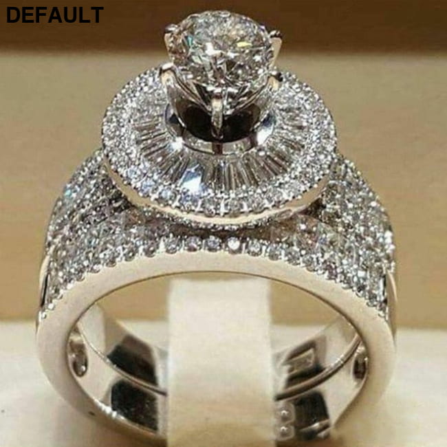 Elegant Wedding Ring Set For Woman Cubic Zirconia vintage Sterling Silver Rings