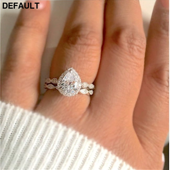 Elegant Wedding Ring Set For Woman Cubic Zirconia vintage Sterling Silver Rings