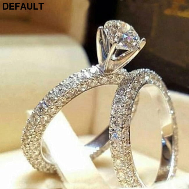 Elegant Wedding Ring Set For Woman Cubic Zirconia vintage Sterling Silver Rings