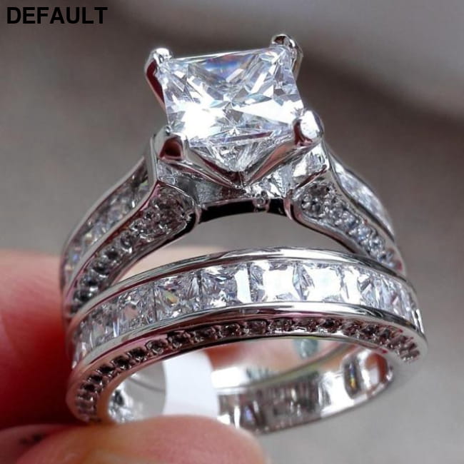 Elegant Wedding Ring Set For Woman Cubic Zirconia vintage Sterling Silver Rings