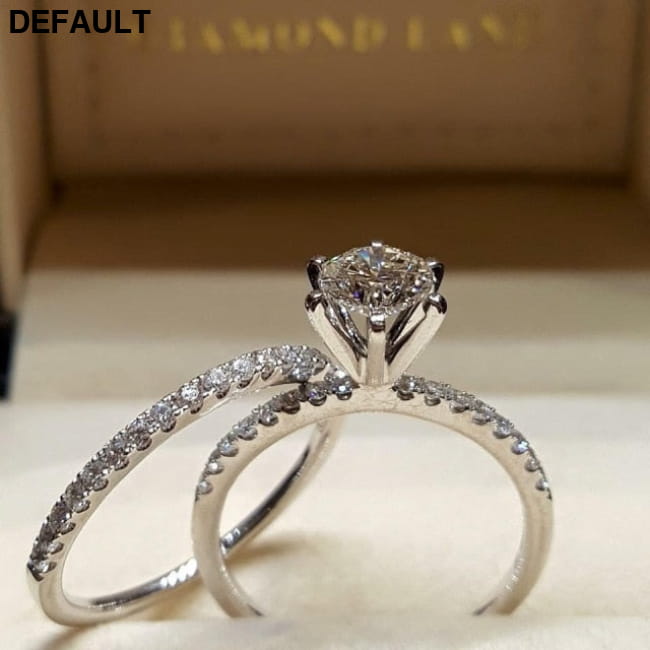 Elegant Wedding Ring Set For Woman Cubic Zirconia vintage Sterling Silver Rings