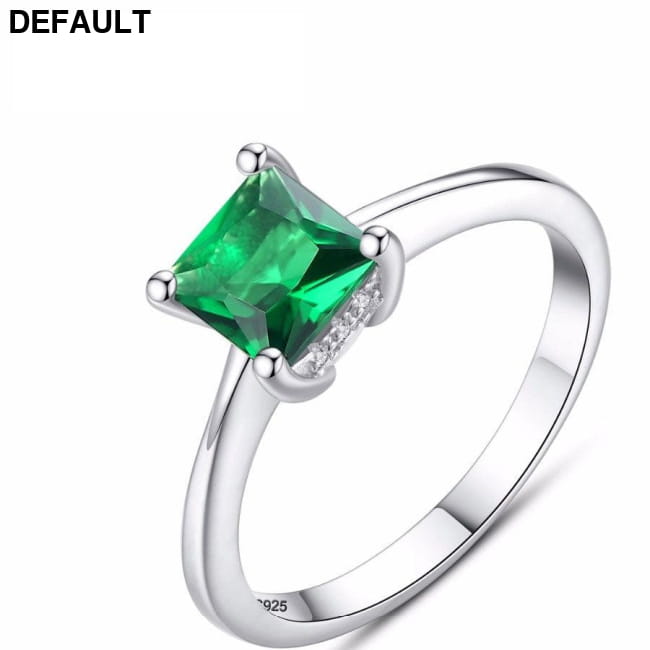 Emerald Simple Female Zircon Stone Finger Ring 925 Sterling Silver Rings