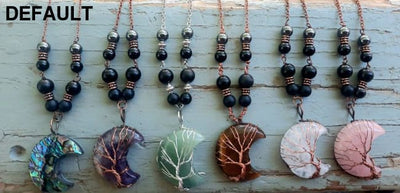 EMF 5G Shielding Silver Necklace Crescent Moon Tigers Eye Shungite Hematite Black Tourmaline Sterling Necklaces