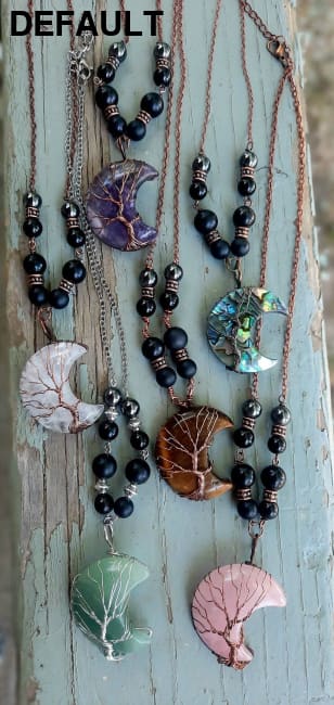 EMF 5G Shielding Silver Necklace Crescent Moon Tigers Eye Shungite Hematite Black Tourmaline Sterling Necklaces