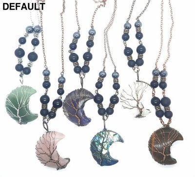 EMF 5G Shielding Silver Necklace Crescent Moon Tigers Eye Shungite Hematite Black Tourmaline Sterling Necklaces