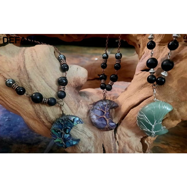 EMF 5G Shielding Silver Necklace Crescent Moon Tigers Eye Sterling Necklaces