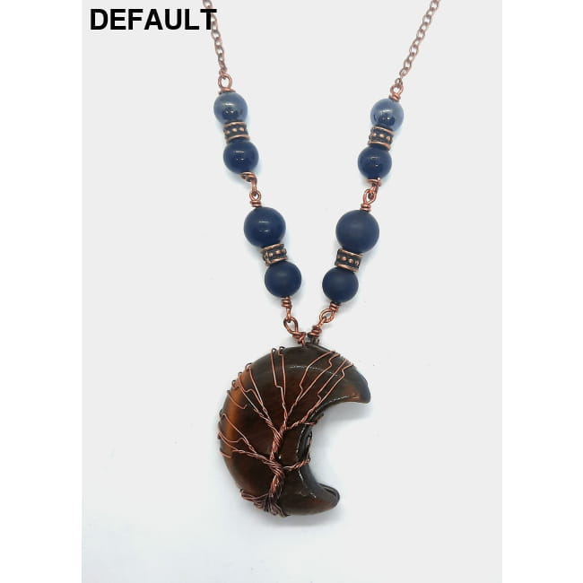 EMF 5G Shielding Silver Necklace Crescent Moon Tigers Eye Sterling Necklaces