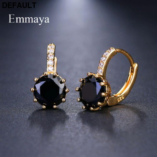 EMMAYA Stud Earrings Fashion Shimmery AAA CZ black Sterling Silver