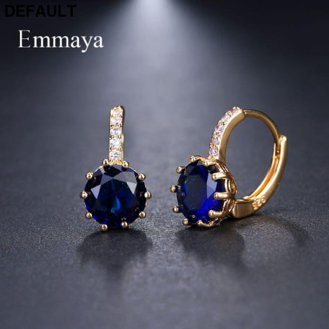 EMMAYA Stud Earrings Fashion Shimmery AAA CZ blue Sterling Silver