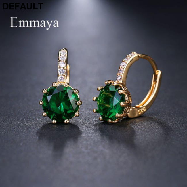 EMMAYA Stud Earrings Fashion Shimmery AAA CZ emerald Sterling Silver