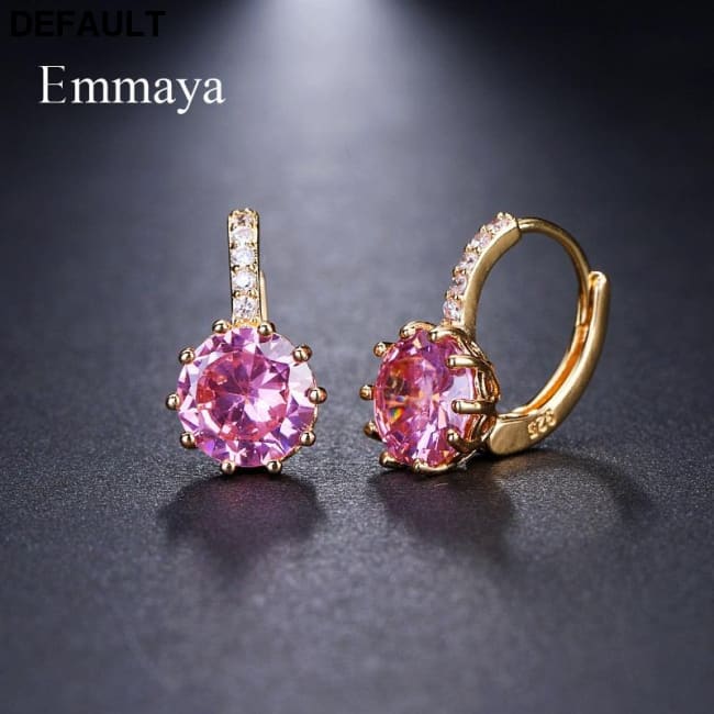 EMMAYA Stud Earrings Fashion Shimmery AAA CZ For Women Element Gifts Wholesale Chea Factory Price pink Sterling Silver