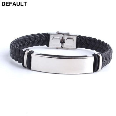 Engrave Leather Love Bangle & Bracelet 316L Stainless Steel Bracelets For Women Men ID Jewelry