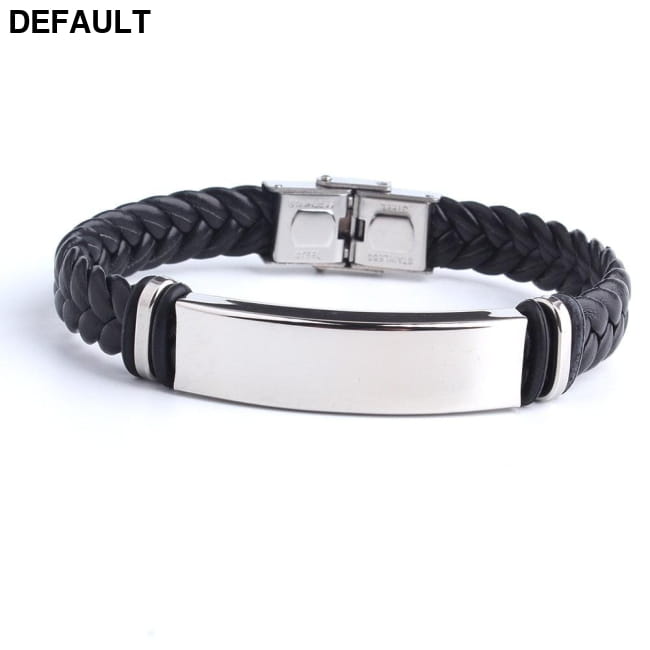 Engrave Leather Love Bangle & Bracelet 316L Stainless Steel Men Bracelets