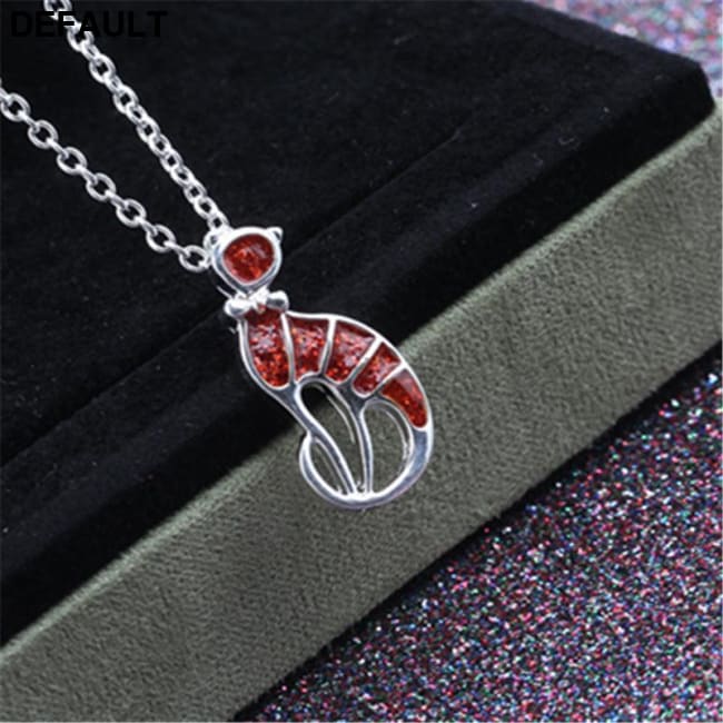 Epoxy cat necklace pendant fashion jewelry Sterling Silver Necklaces