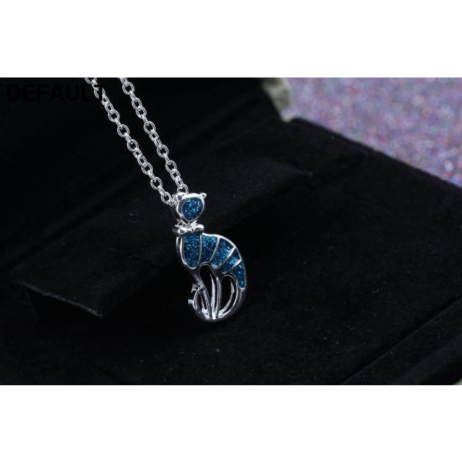 Epoxy cat necklace pendant fashion jewelry Sterling Silver Necklaces