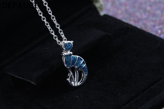 Epoxy cat necklace pendant fashion jewelry Sterling Silver Necklaces