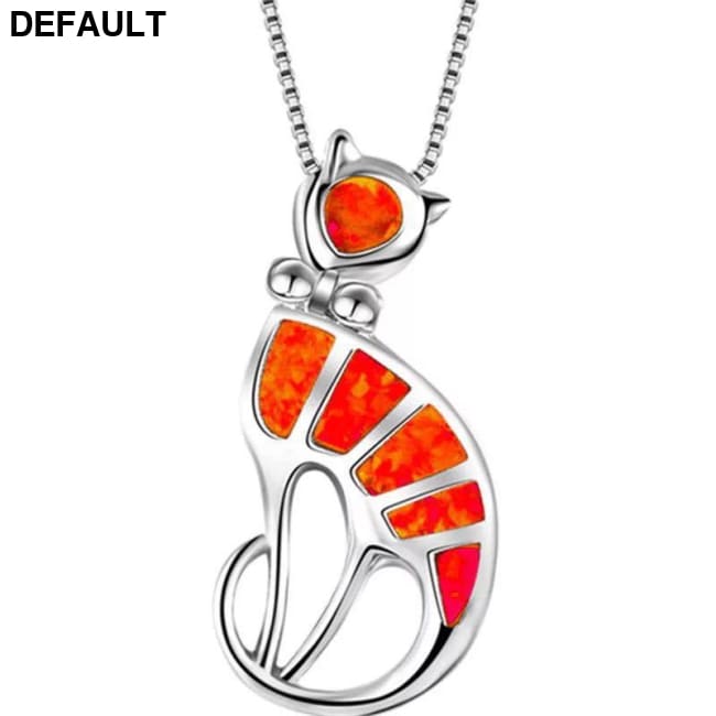 Epoxy cat necklace pendant fashion jewelry Sterling Silver Necklaces