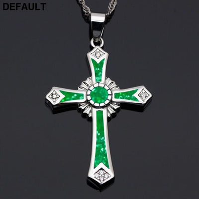 Epoxy cross pendant Green Sterling Silver Necklaces