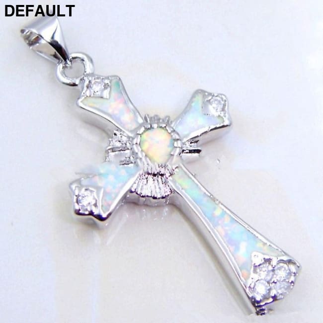 Epoxy cross pendant White Sterling Silver Necklaces
