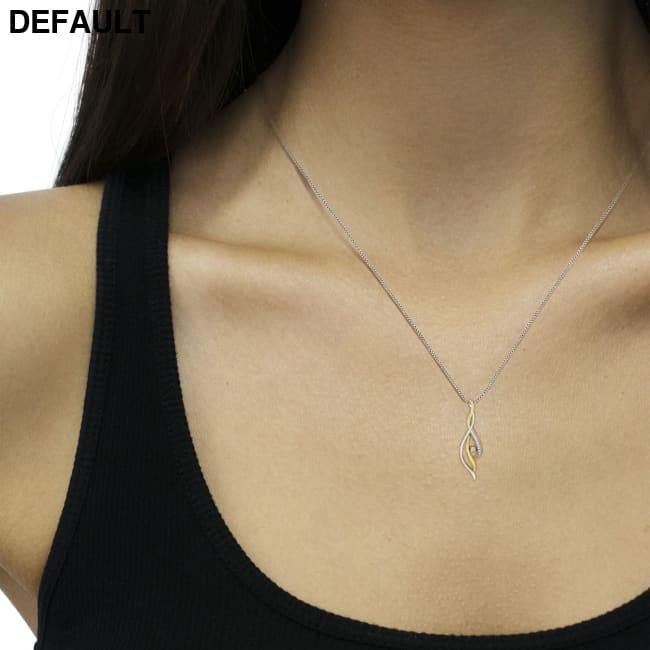 Espira 10K Two-Tone Gold Round Cut Diamond Cascade Pendant Necklace (1/10 cttw J-K Color I2-I3 Clarity) Sterling Silver