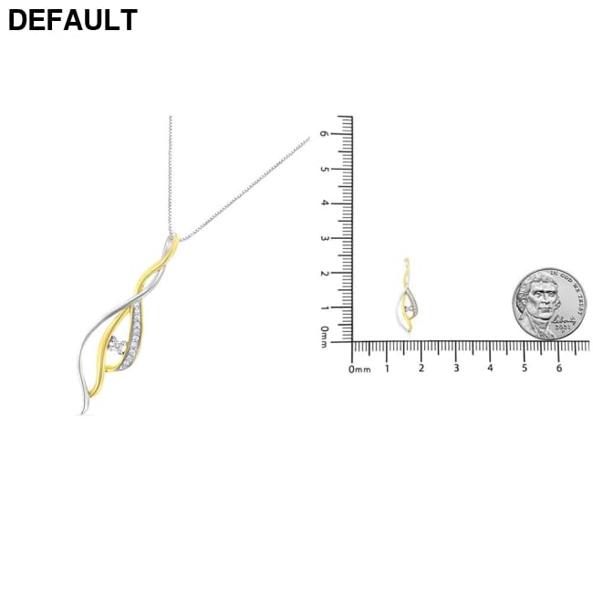 Espira 10K Two-Tone Gold Round Cut Diamond Cascade Pendant Necklace (1/10 cttw J-K Color I2-I3 Clarity) Sterling Silver