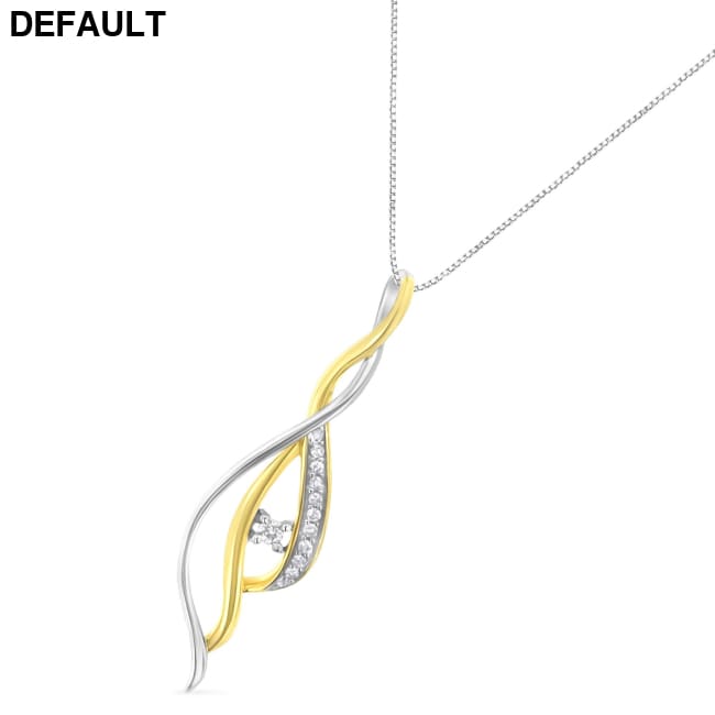 Espira 10K Two-Tone Gold Round Cut Diamond Cascade Pendant Necklace (1/10 cttw J-K Color I2-I3 Clarity) Sterling Silver