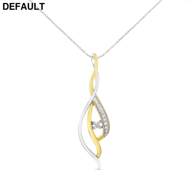 Espira 10K Two-Tone Gold Round Cut Diamond Cascade Pendant Necklace (1/10 cttw J-K Color I2-I3 Clarity) Sterling Silver