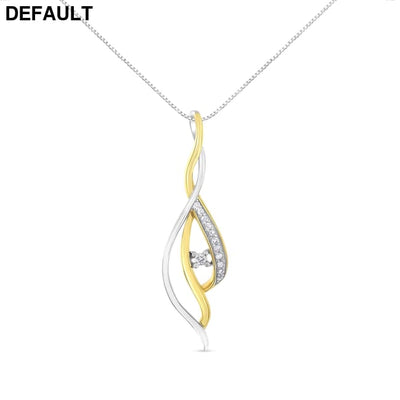 Espira 10K Two-Tone Gold Round Cut Diamond Cascade Pendant Necklace (1/10 cttw J-K Color I2-I3 Clarity) Sterling Silver