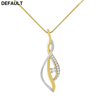 Espira 10K Two-Tone Gold Round Cut Diamond Cascade Pendant Necklace (1/10 cttw J-K Color I2-I3 Clarity) Sterling Silver