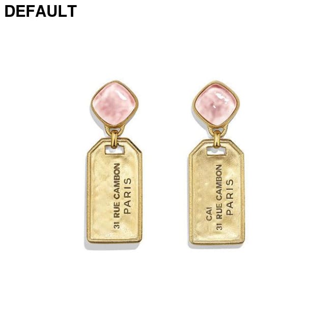 Europe Hot Sell New Style Fashion Creative Gold-Plated Finishes Square Tag Brass Earrings Retro Valentines day Gifts