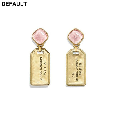 Europe Hot Sell New Style Fashion Creative Gold-Plated Finishes Square Tag Brass Earrings Retro Valentines day Gifts