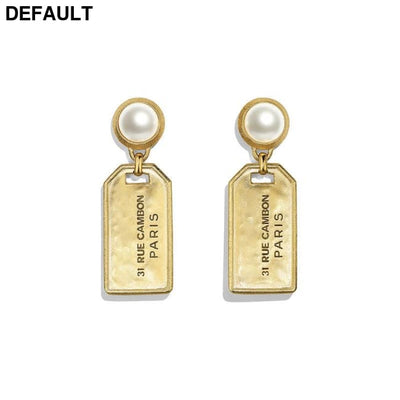 Europe Hot Sell New Style Fashion Creative Gold-Plated Finishes Square Tag Brass Earrings Retro Valentines day Gifts
