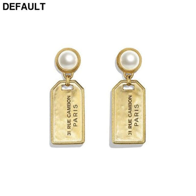 Europe Hot Sell New Style Fashion Creative Gold-Plated Finishes Square Tag Brass Earrings Retro Valentines day Gifts