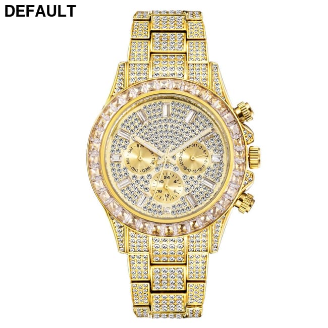 European And American Fashion High-end Full Star Quartz Men’s Watch Golden white Men Watches Best Selling Products