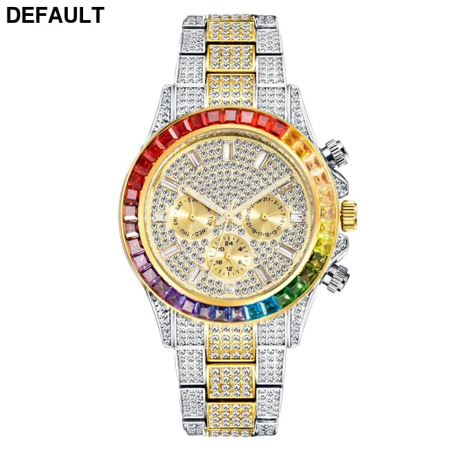 European And American Fashion High-end Full Star Quartz Men’s Watch Intermediate golden color Men Watches Best Selling