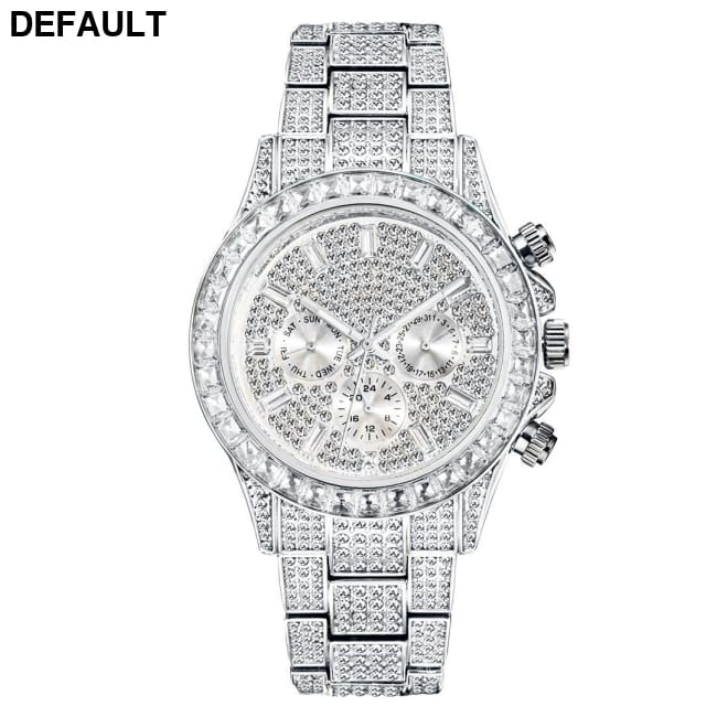 European And American Fashion High-end Full Star Quartz Men’s Watch Silver white Men Watches Best Selling Products