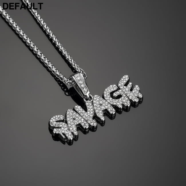 European and American hip-hop Long Necklace savage letter Silvery Men Necklaces Best Selling Products