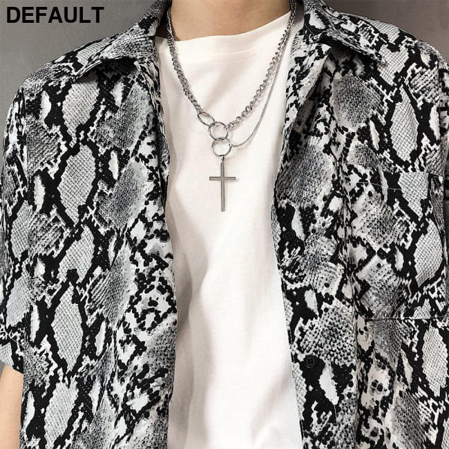 European and American multi-layer ring cross Silver Men Necklaces Sterling