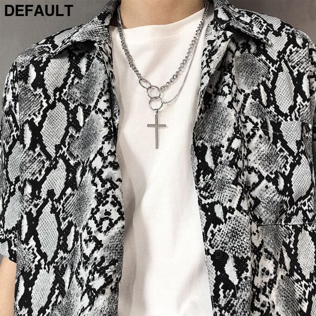 European and American multi-layer ring cross Silver Men Necklaces Sterling