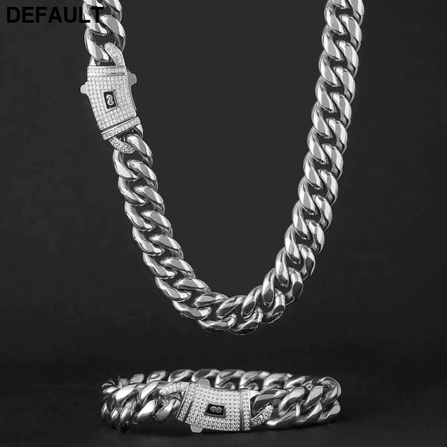 European And American Stainless Steel Cuban Link Bracelet Color 14mm Wide / 16inch Men Bracelets